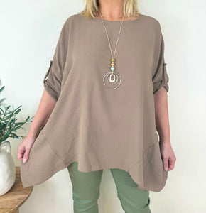 Riviera Button Sleeve Necklace Top SS24