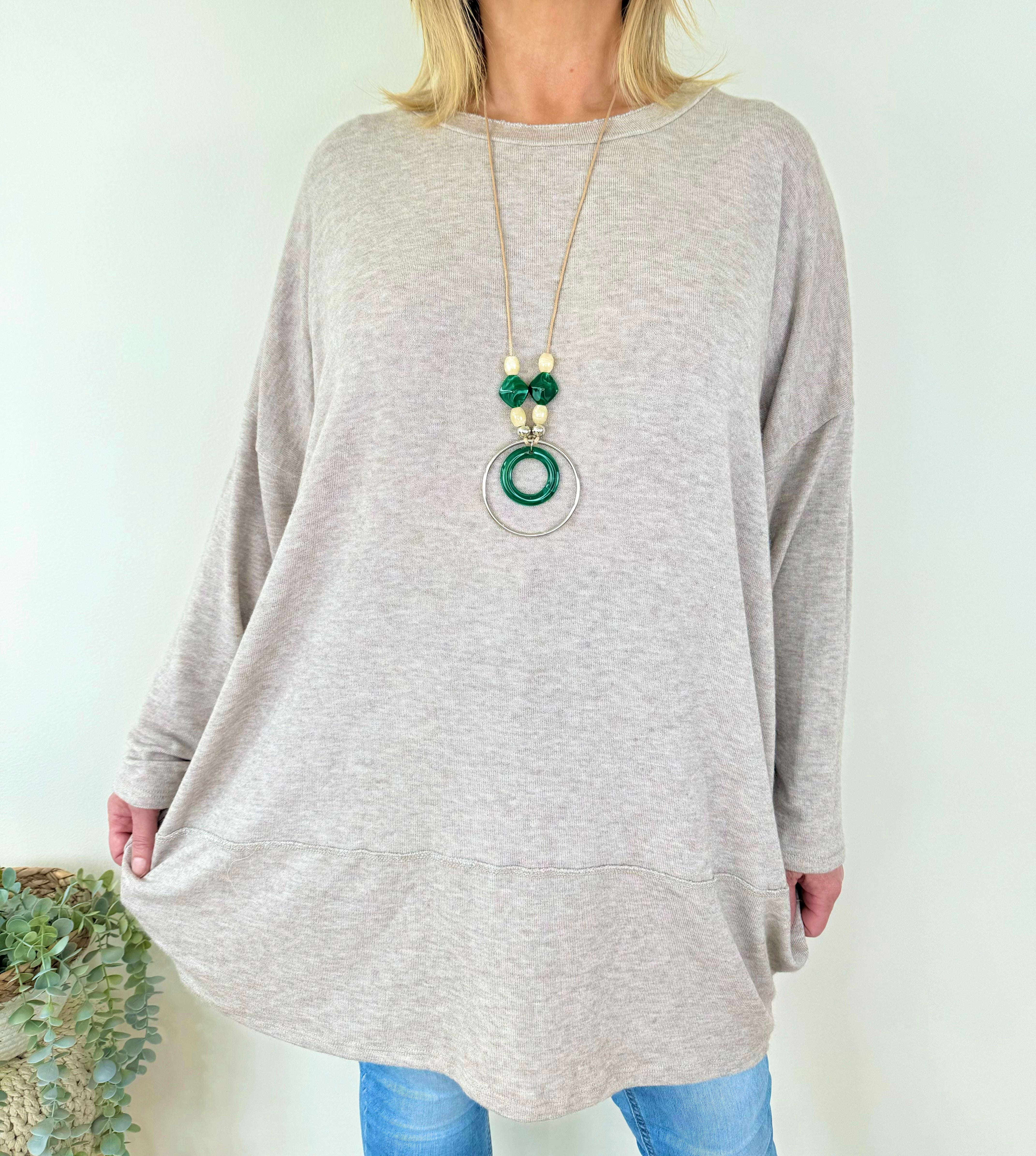 Sparkle Neck Maria Necklace Knit Top