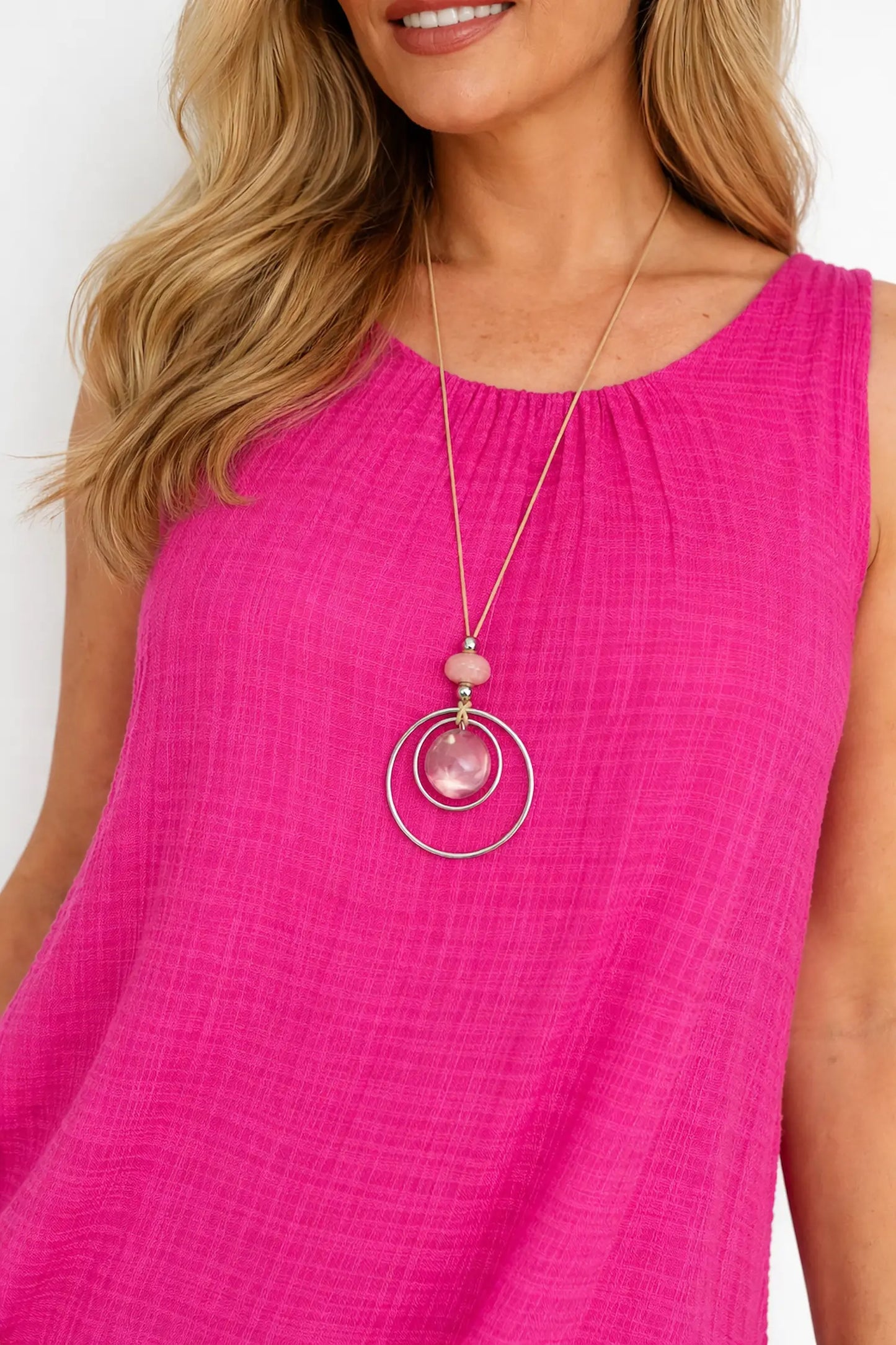 Fully Lined Cotton Italia Necklace Vest - Cerys Pink