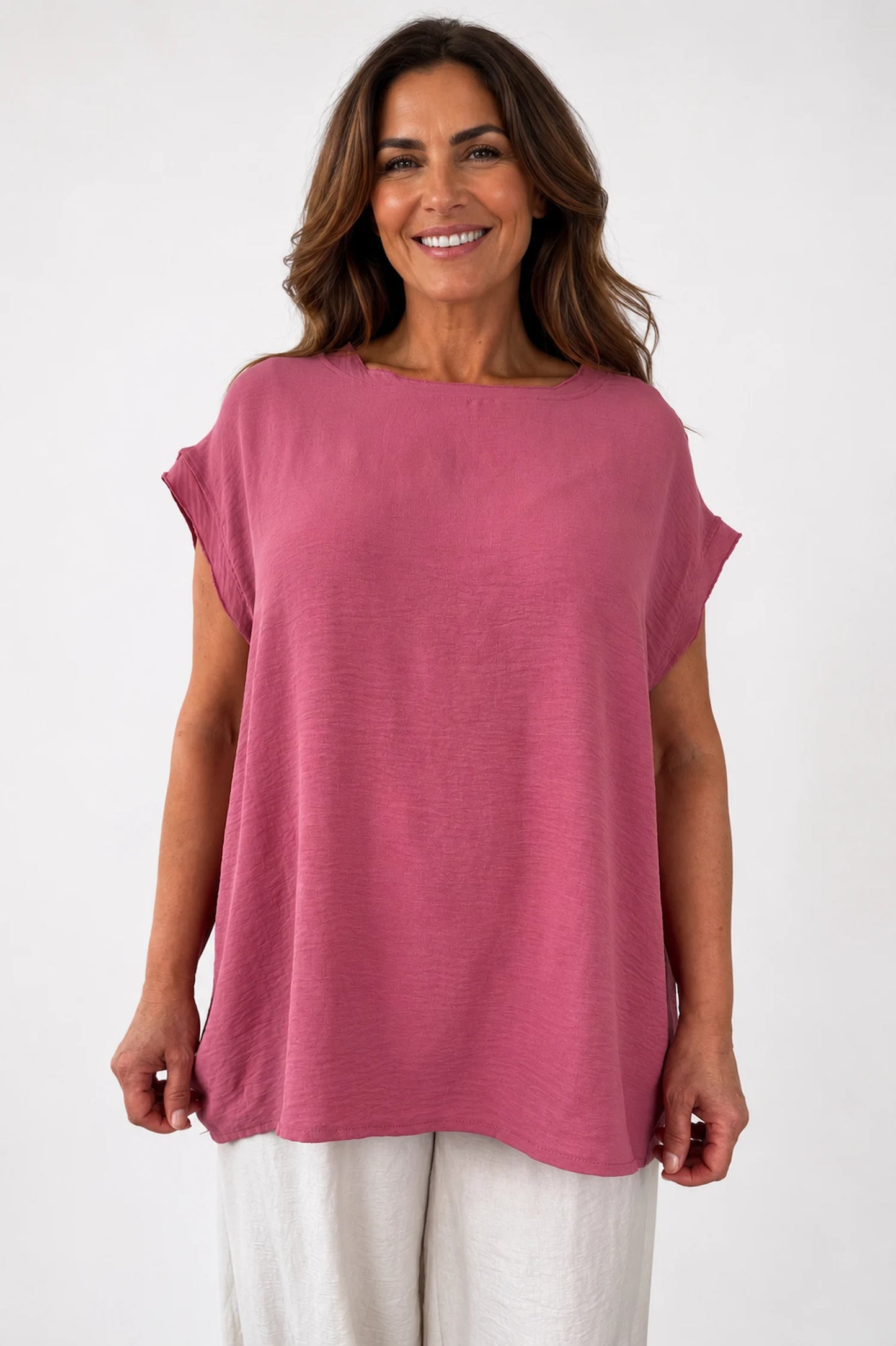Sara Lightweight Flow Cap Sleeve Top - Raspberry Ripple
