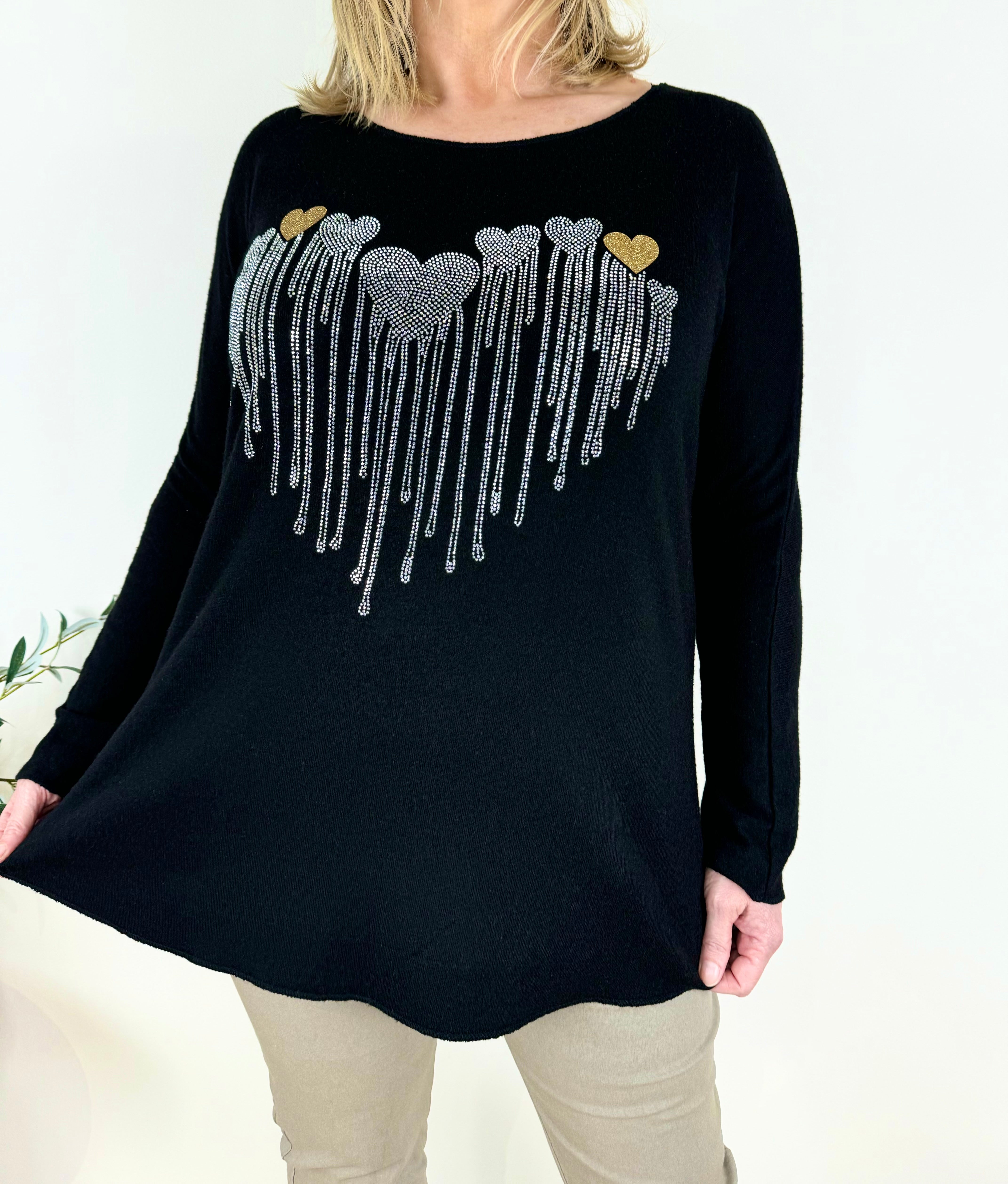 Soft Knit Diamanté Heart Ziara Top AW24