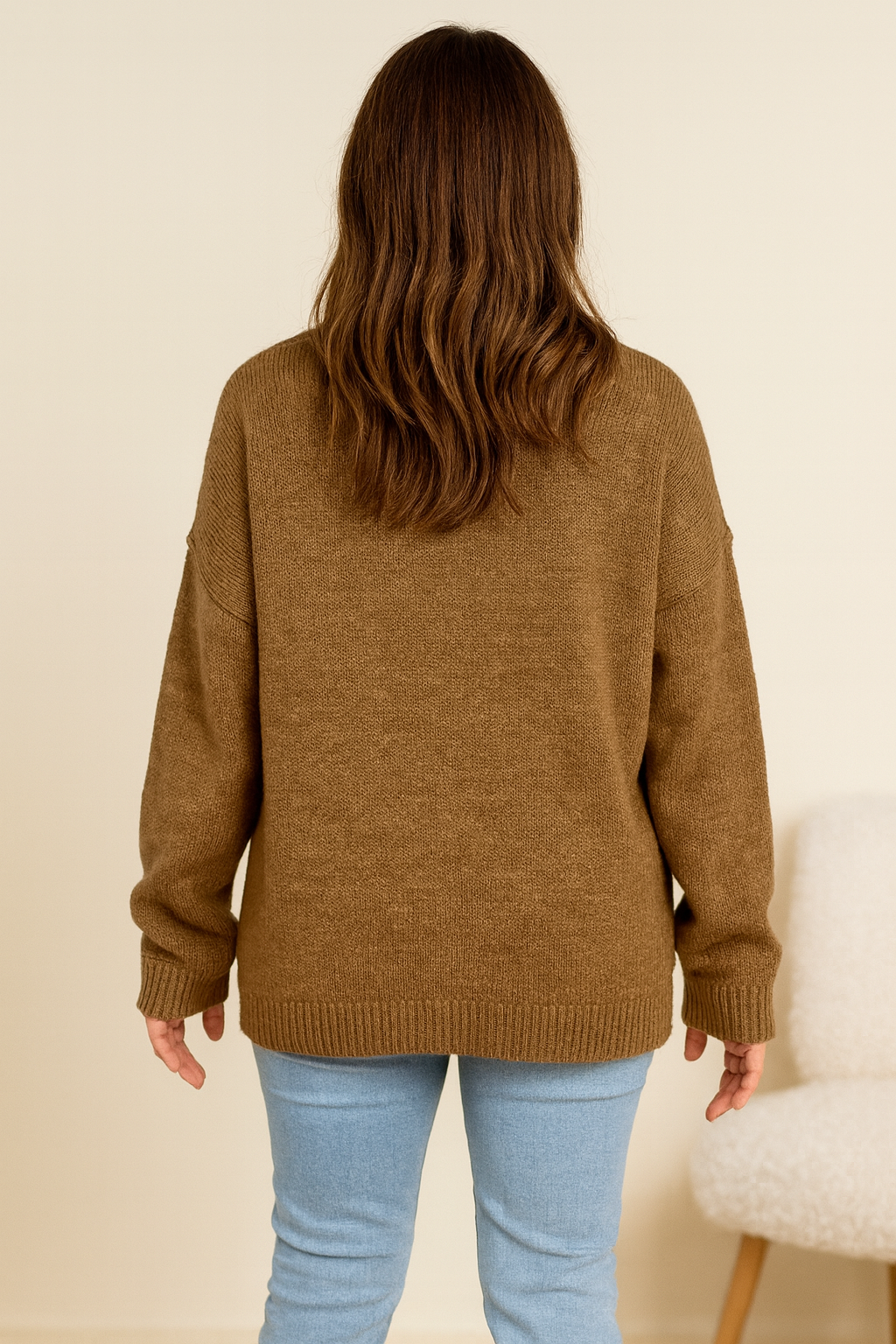 Wool Mix Paris Star Jumper - Tan Brown