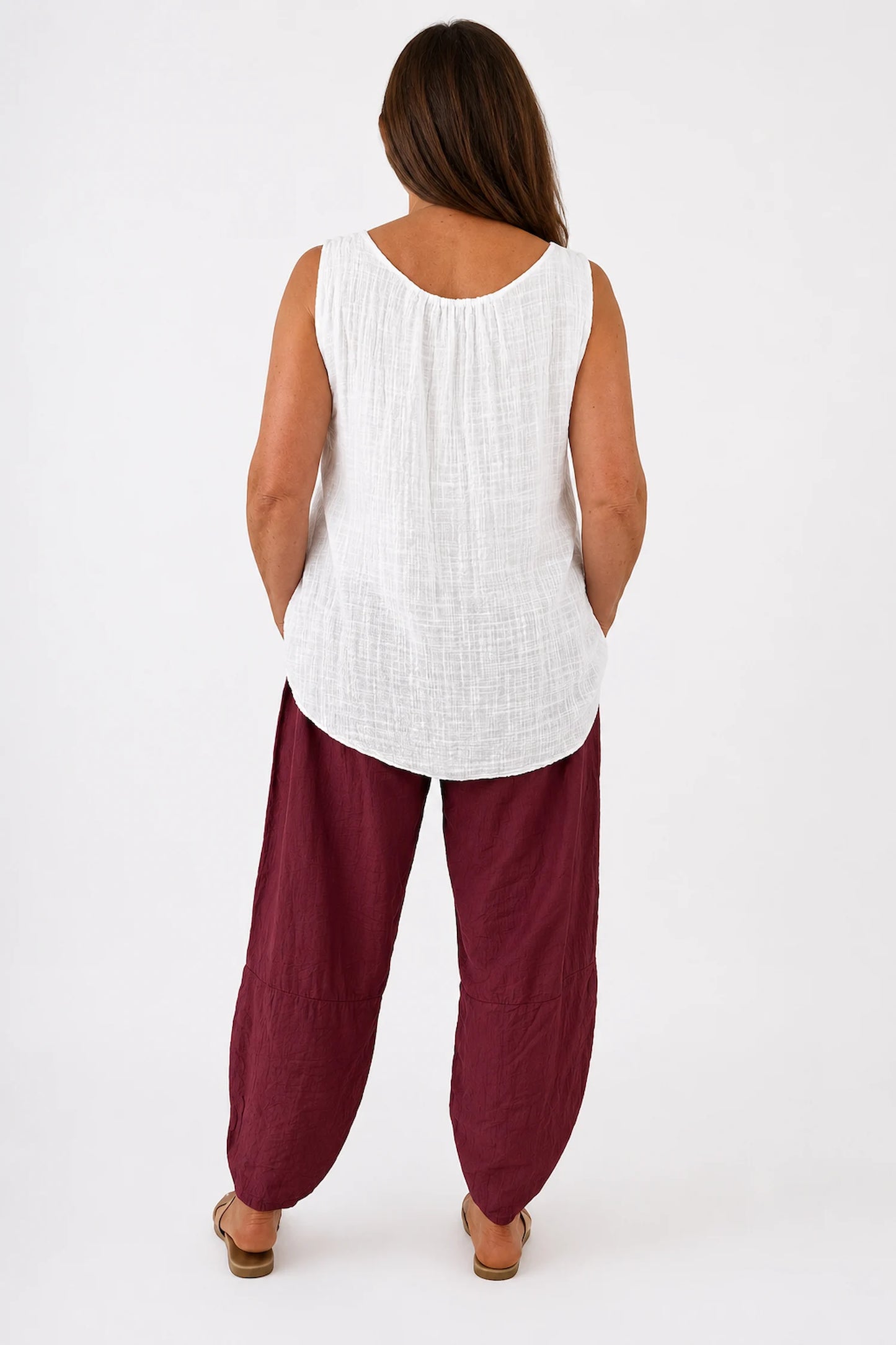 Lagen Look Double Subtle Panel Pocket Elasticated Waist Freya Pants - Italia Wine