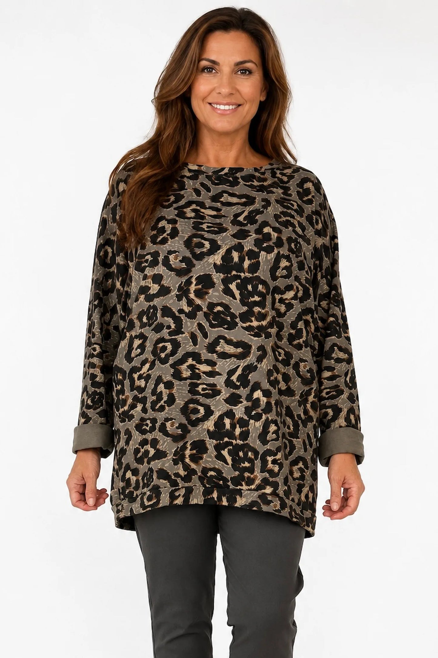 Pure Cotton Divera Leopard Top - Mocha