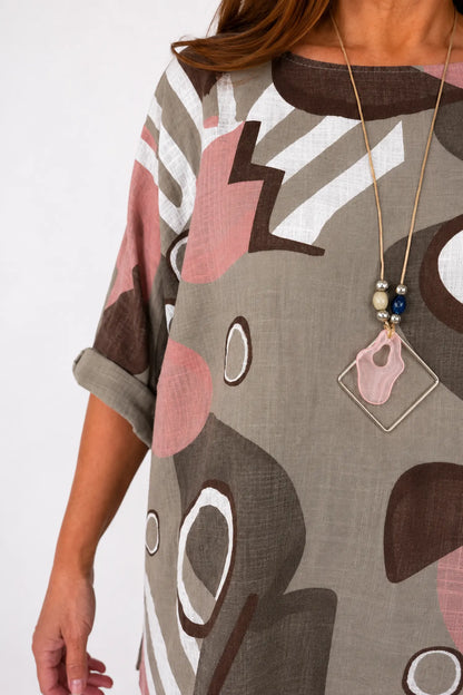 Pure Cotton Sabrina Necklace Top - Mocha