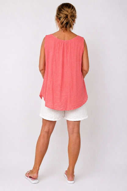 Lightly Textured Double Pocket Elasticated Waist Drawstring Lexi Shorts - White