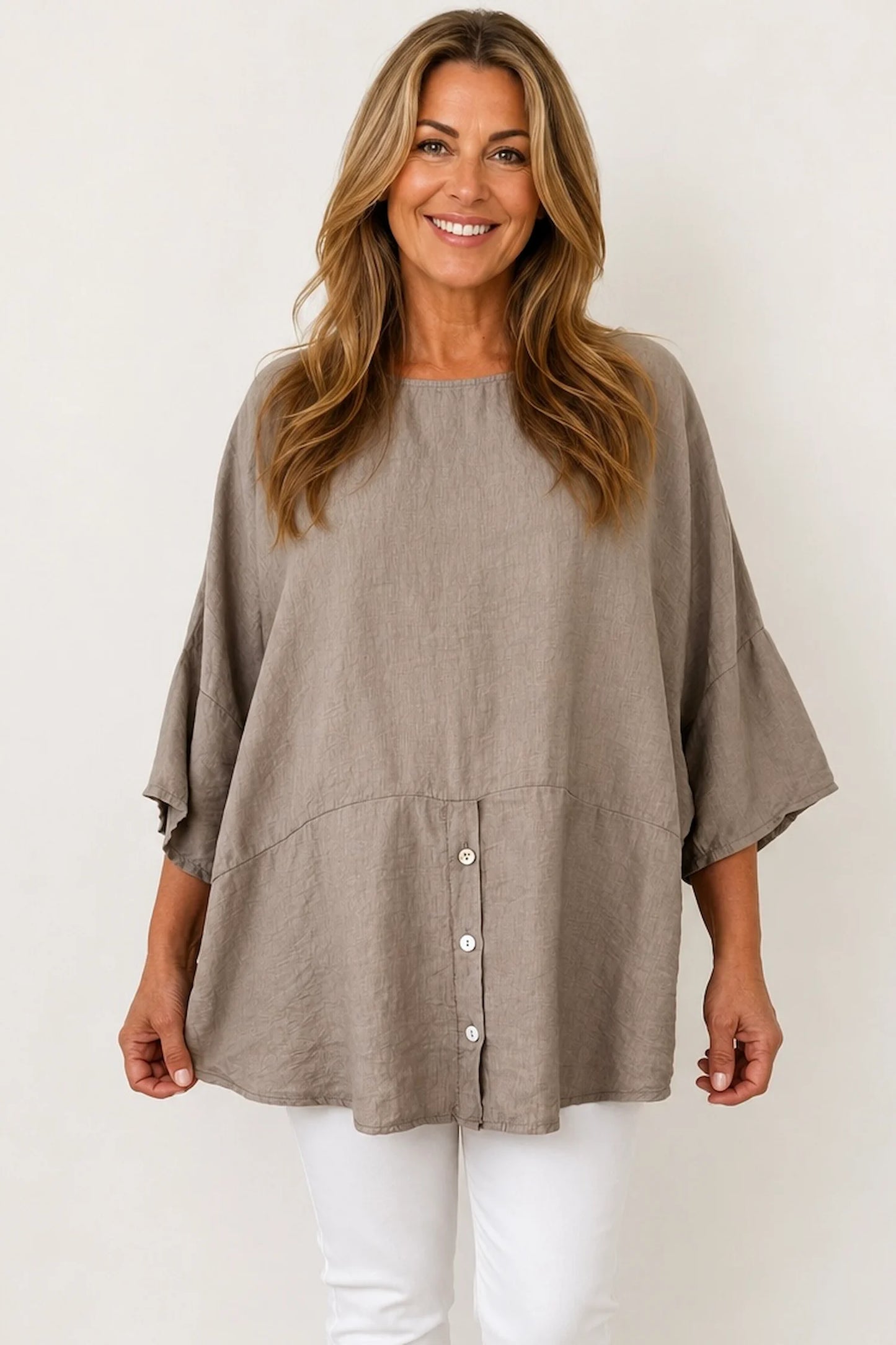 Button Detail Florence Top - Mocha