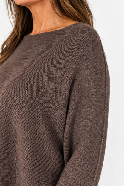 Fine Knit Seam Sleeve Tulia Top - Chocolate