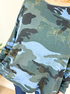 Wool Mix Fine Knit Gold Line Camo Top AW24