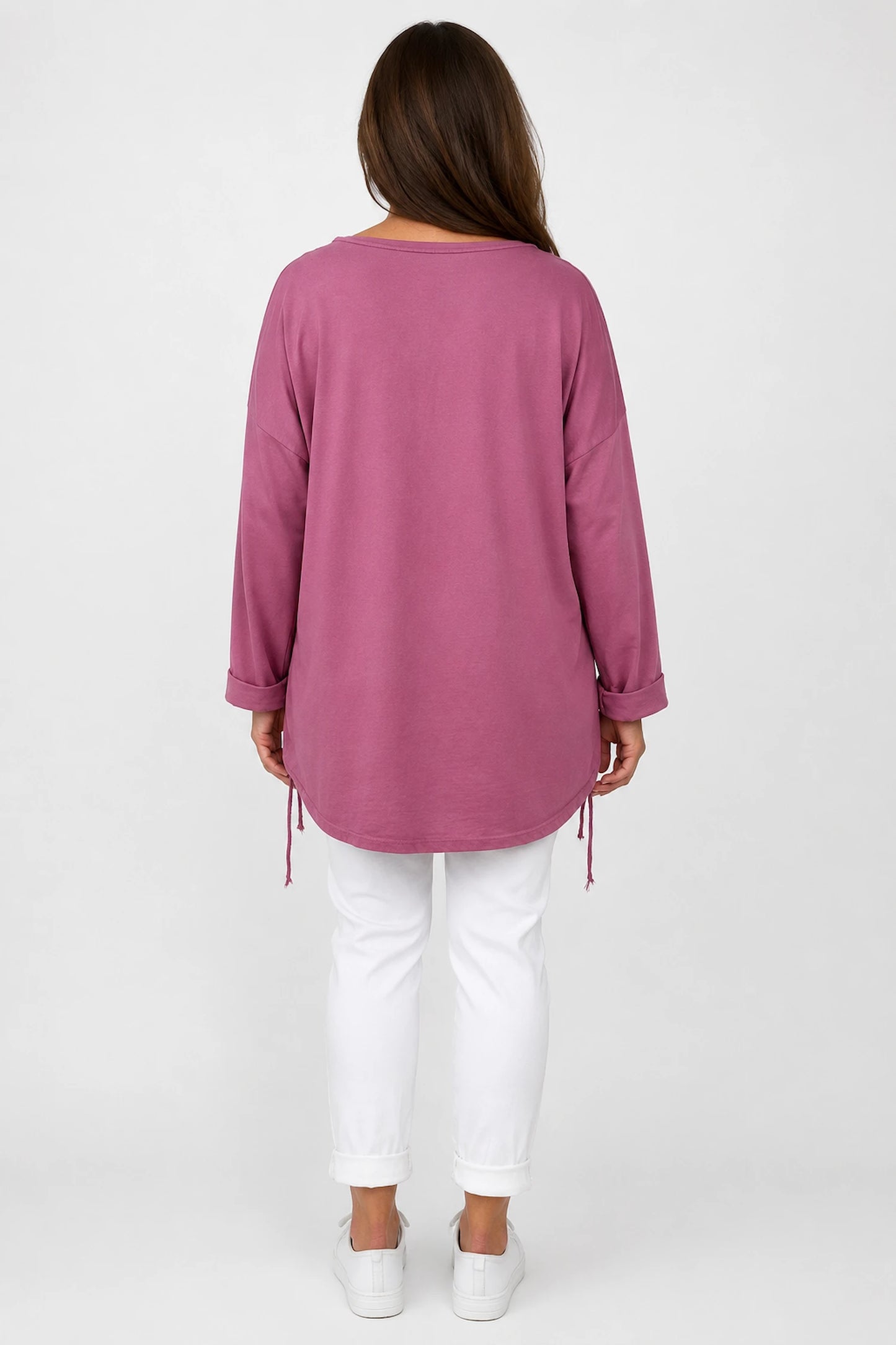 Cotton Diamanté Florence Tree Pocket Detail Tied Side Top - Raspberry Ripple