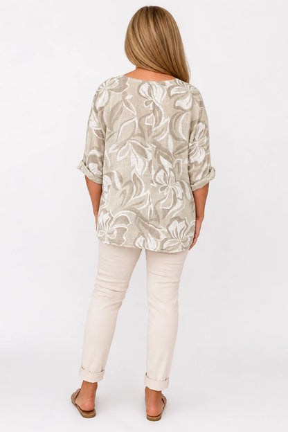 Pure Cotton Pesali Necklace Top - Beige