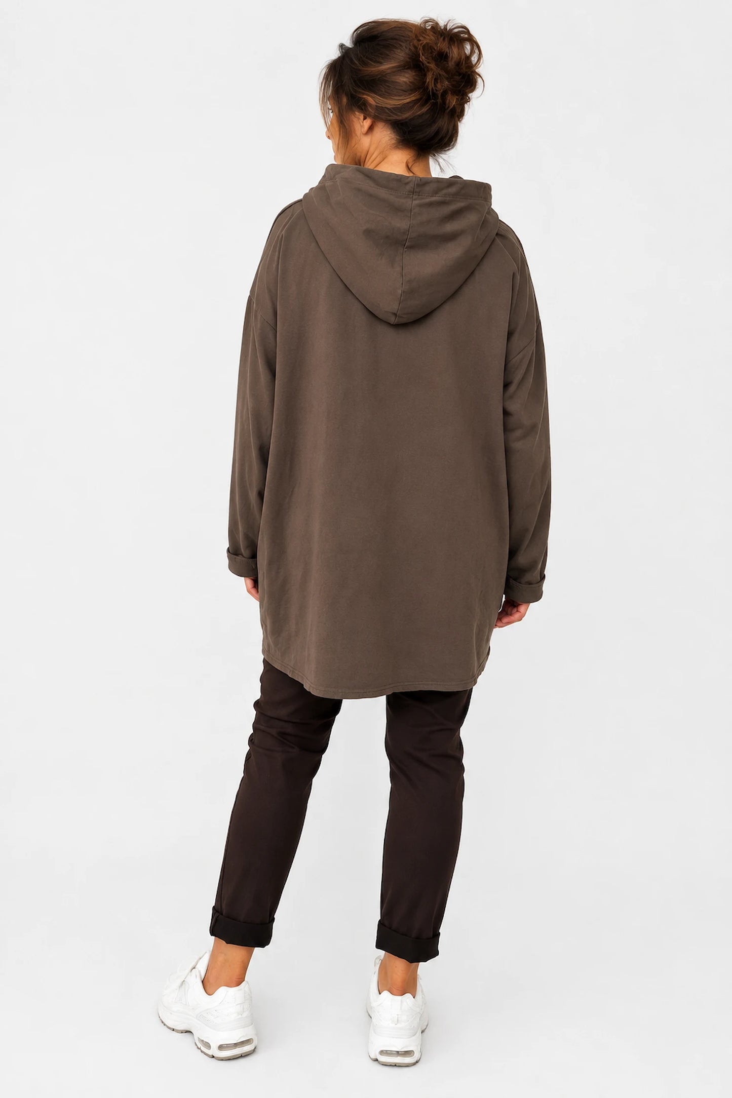 Cotton Sequin Heart Veronica Hoodie - Chocolate