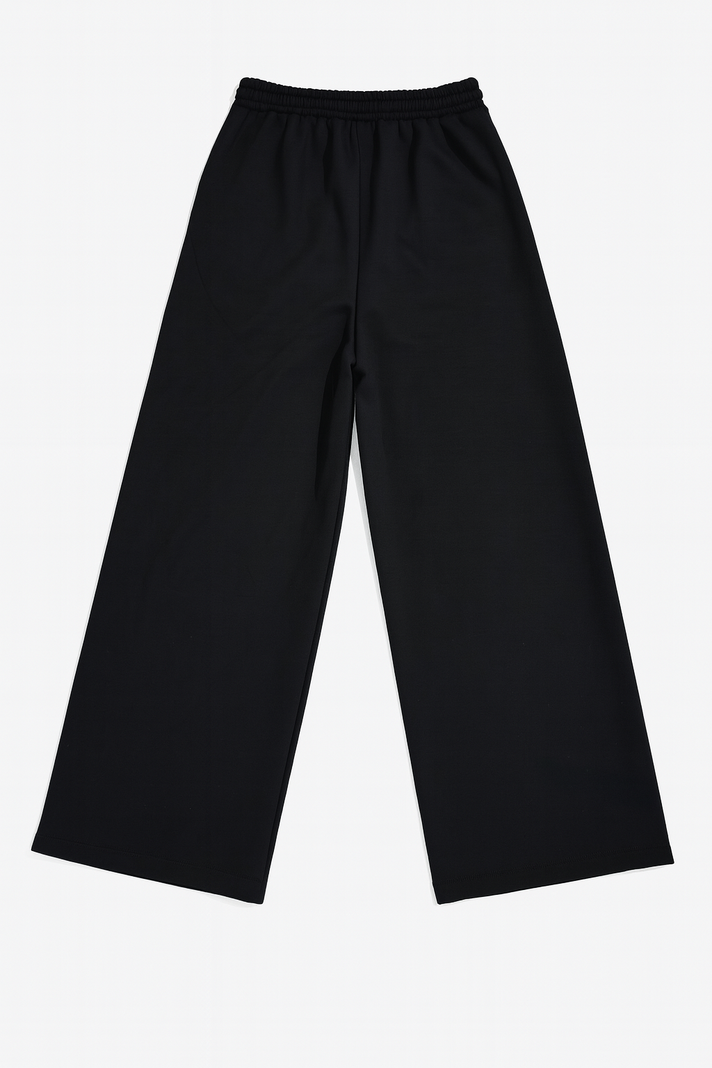 Capri Elasticated Waist Double Pocket Wide Leg Stretch Pant - Black