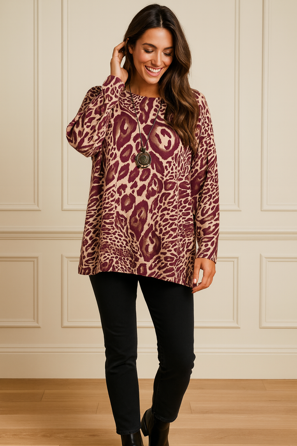 Premium Stitch Devala Necklace Top - Wine