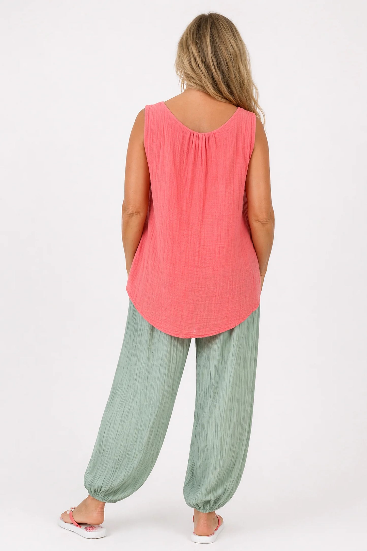 Double Pocket Crinkle Texture Azuria Harem Pant - Sage