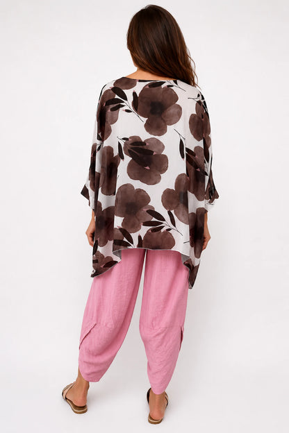 Fully Lined Juliet Batwing Chiffon - Mocha