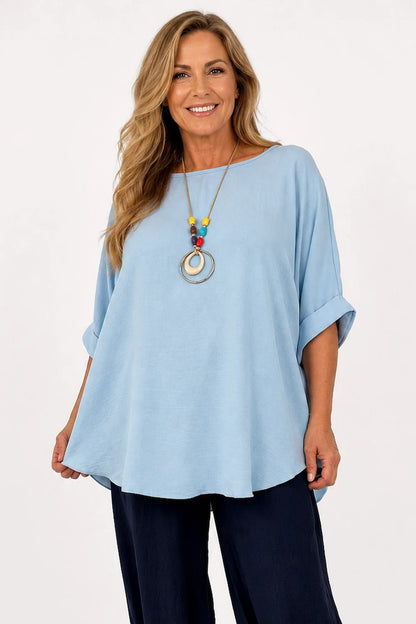 Lightweight Flow Telisa Necklace Top - Baby Blue