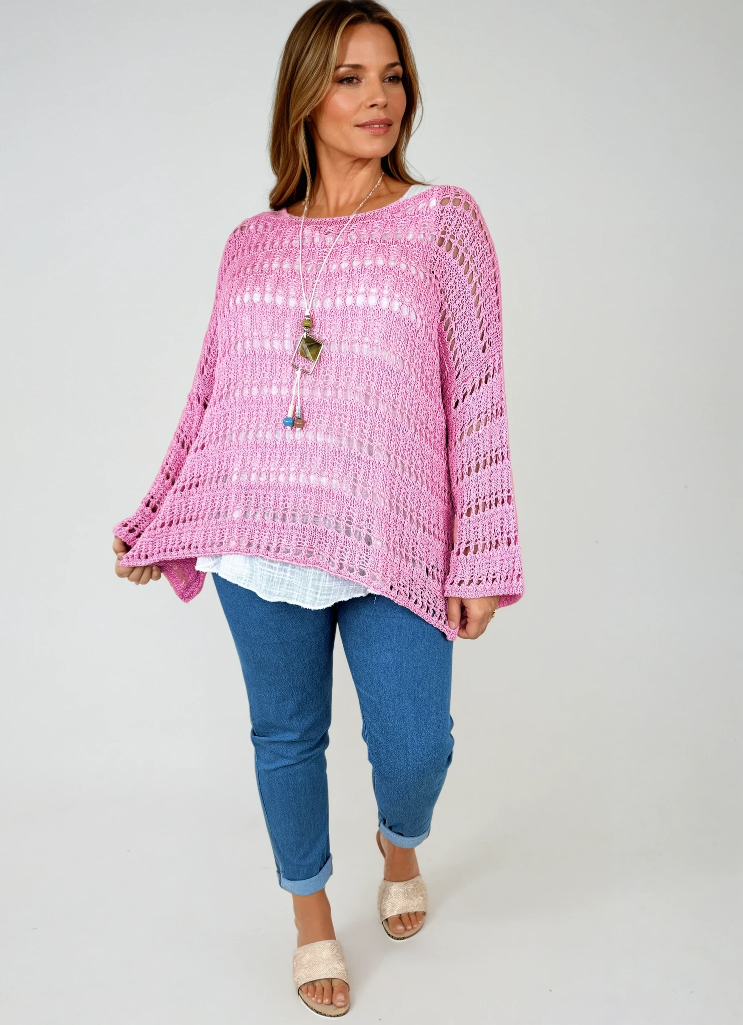 Arilla Crochet Top - Lipstick Pink