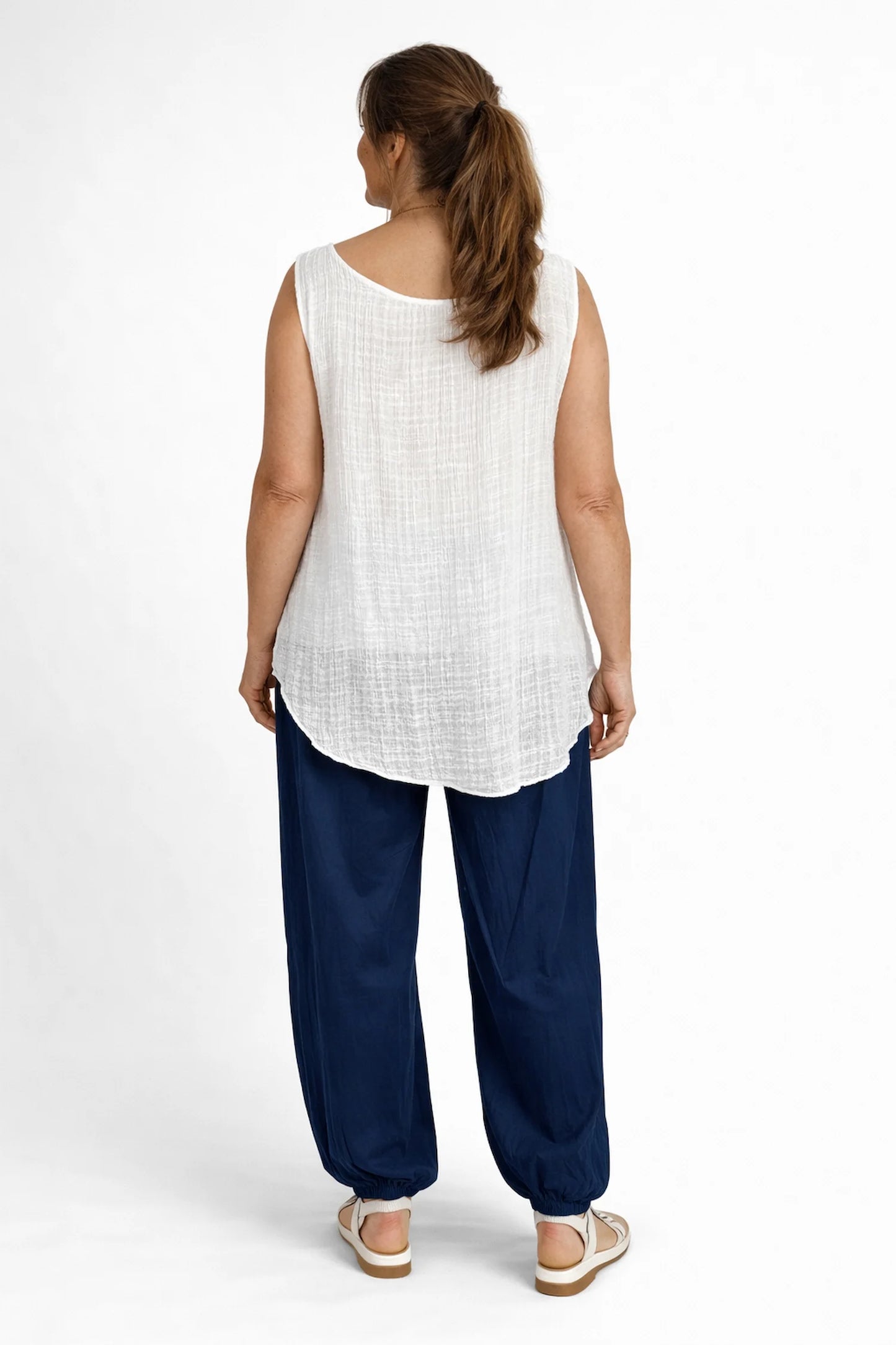 Amira Cotton Button Pocket Pants - Navy