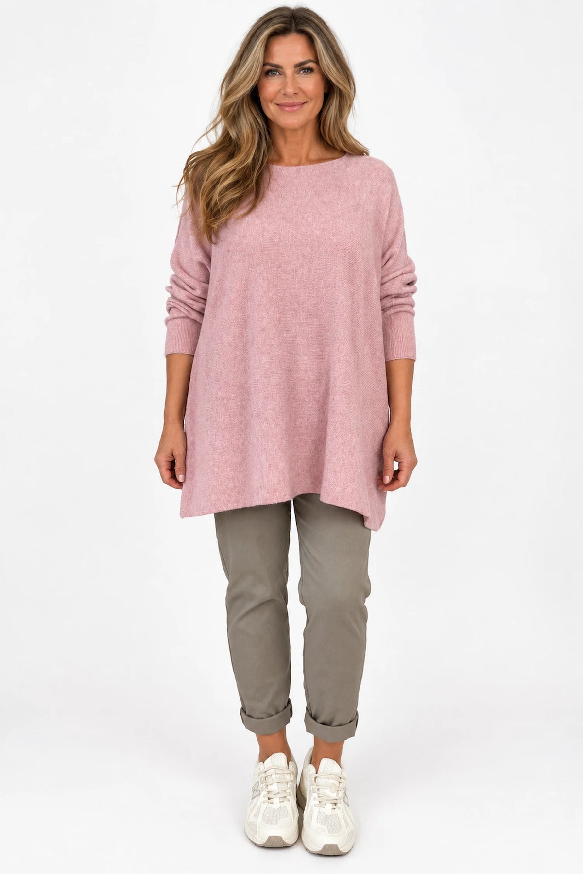 Fine Knit Seam Sleeve Tulia Top - Rosewood Pink