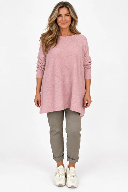 Fine Knit Seam Sleeve Tulia Top - Rosewood Pink
