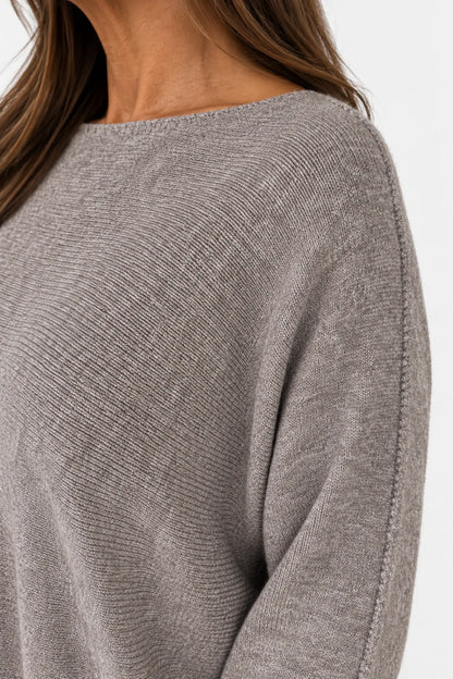 Fine Knit Seam Sleeve Tulia Top - Mocha