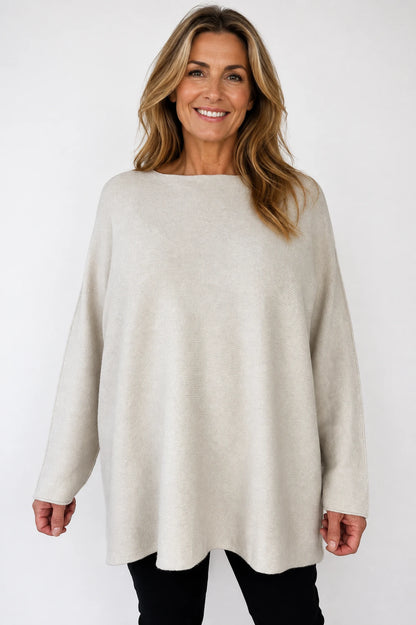 Wool Mix Seam Sleeve Venice Jumper - Beige
