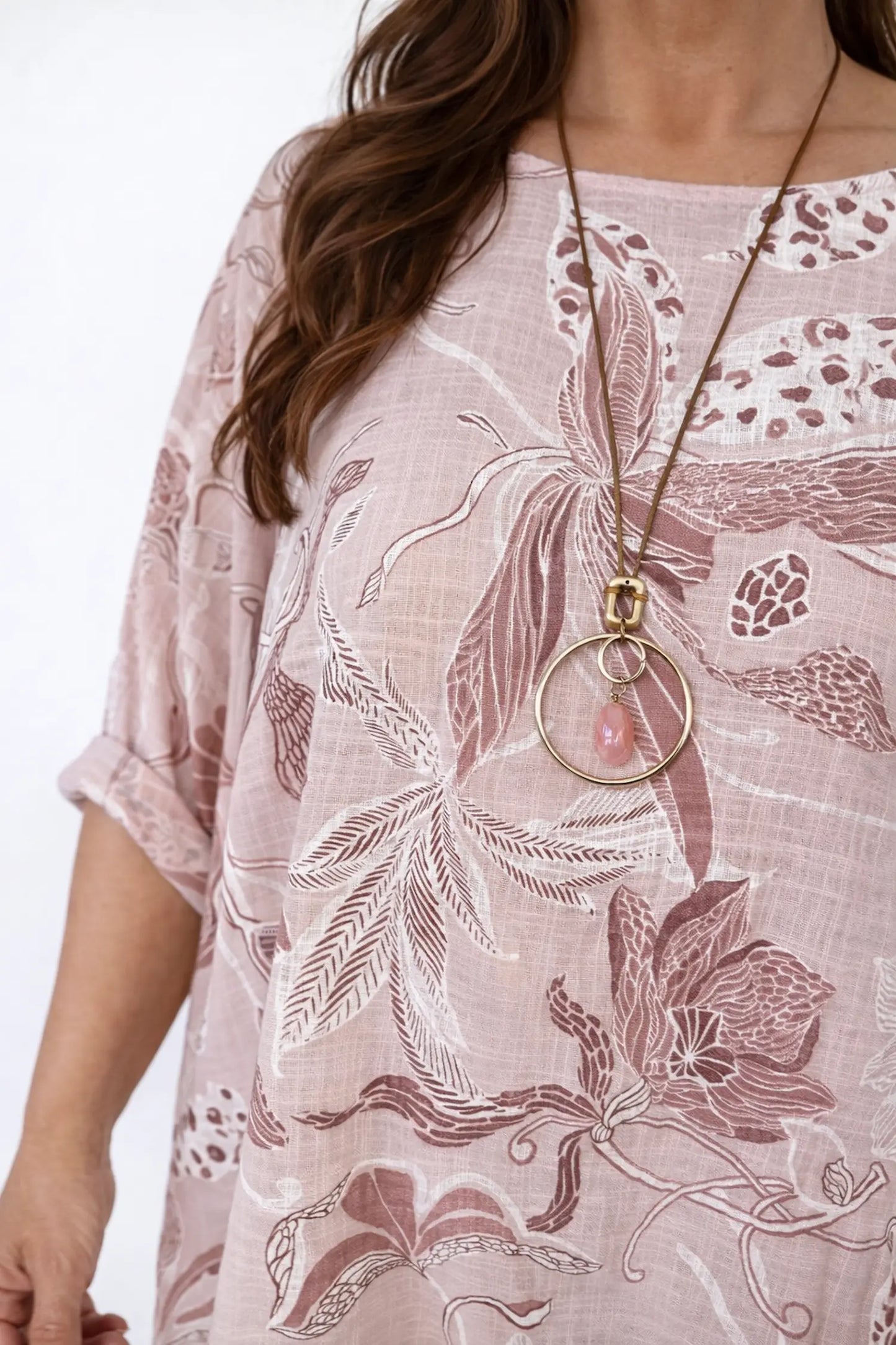 Pure Cotton María Necklace Top - Baby Pink