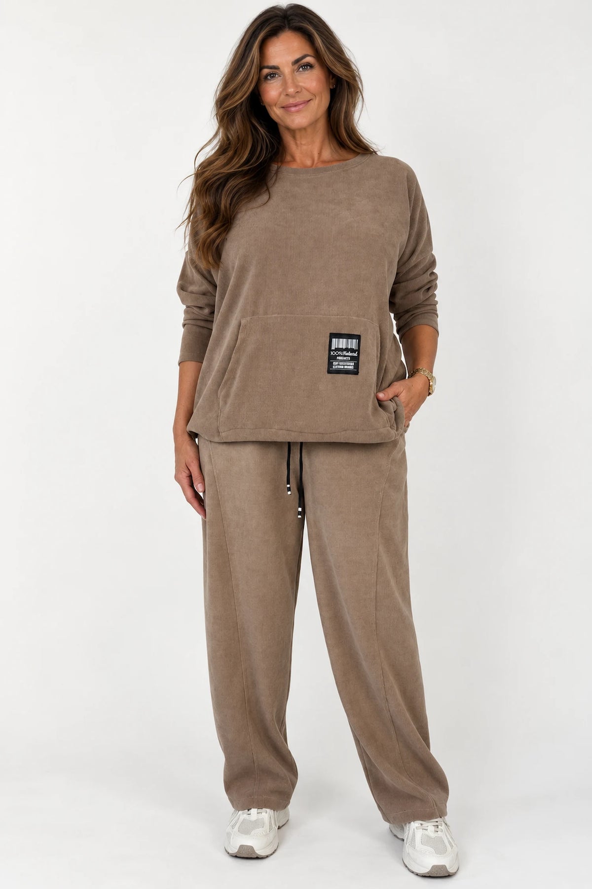Chenille Seam Front Double Pocket Carletta Pant - Mocha