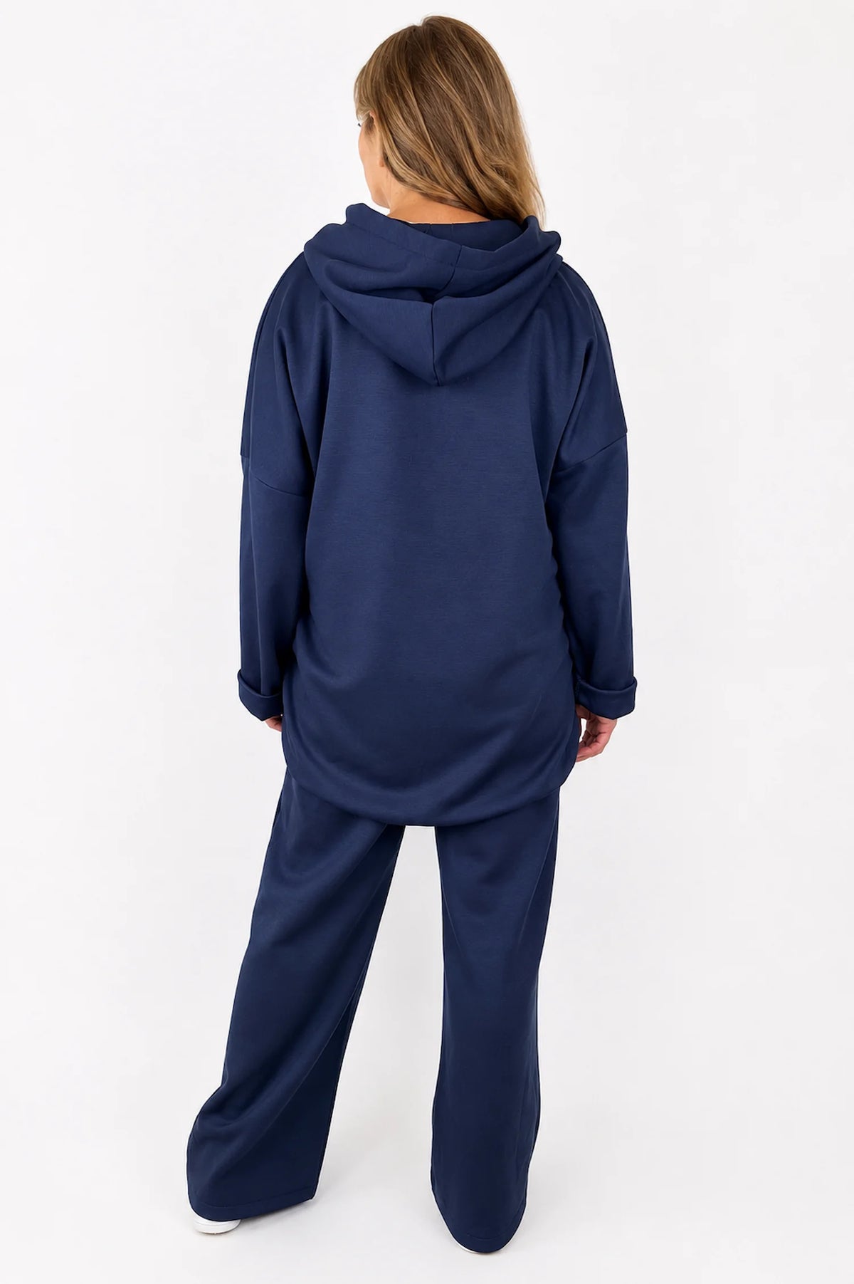 Badge Detail Drawstring Hem Double Pocket Viera Zipped Hooded Jacket - Navy