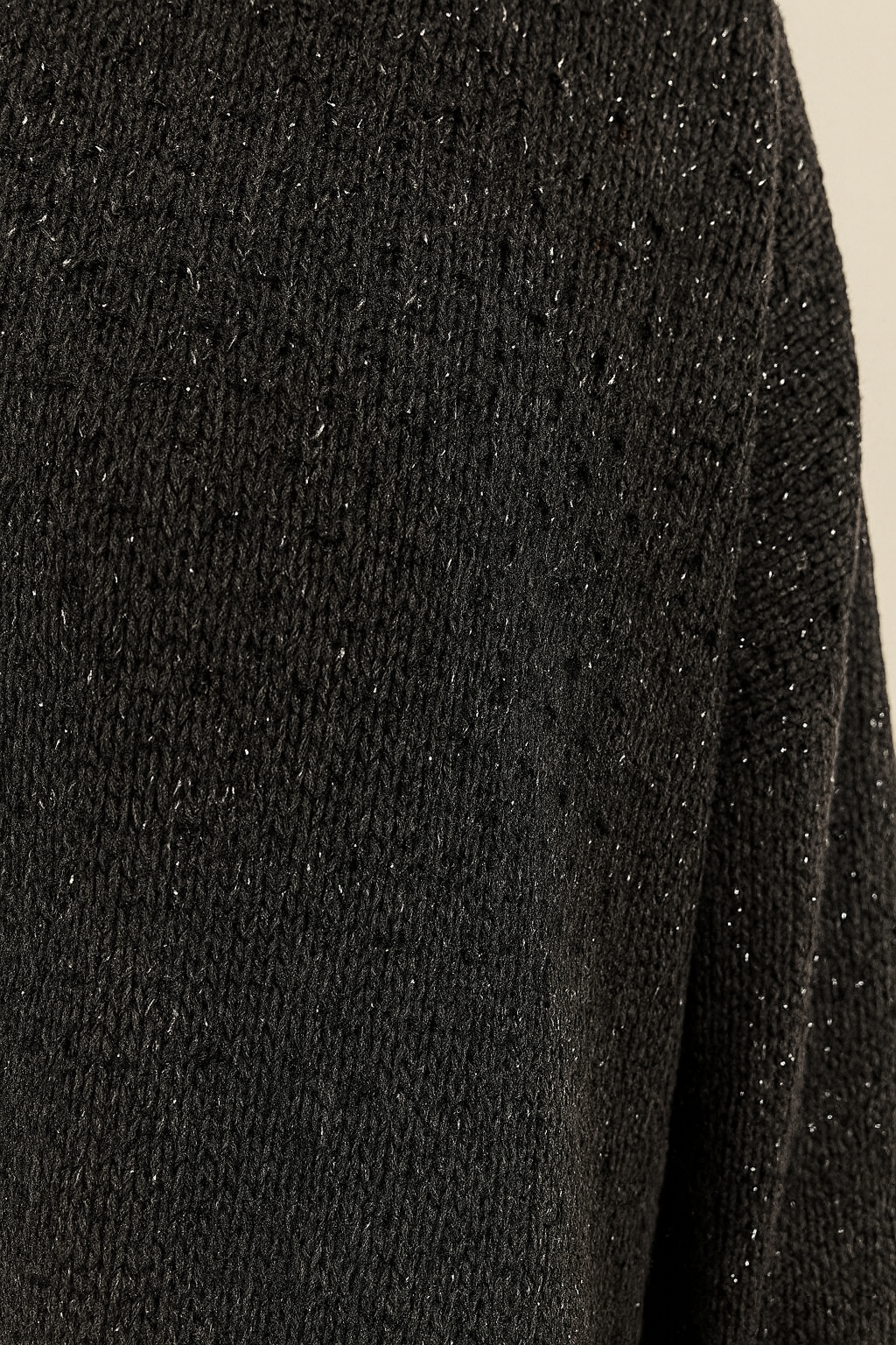 Wool Mix Sparkle Knit Venice Necklace Top - Black