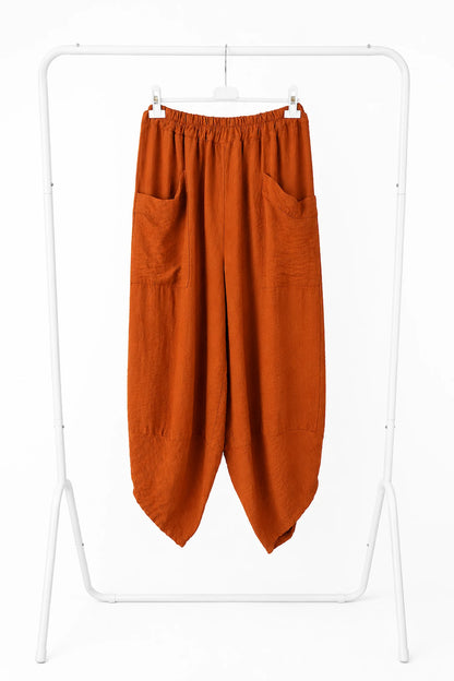 Lagen Look Double Subtle Panel Pocket Elasticated Waist Freya Pants - Sunset