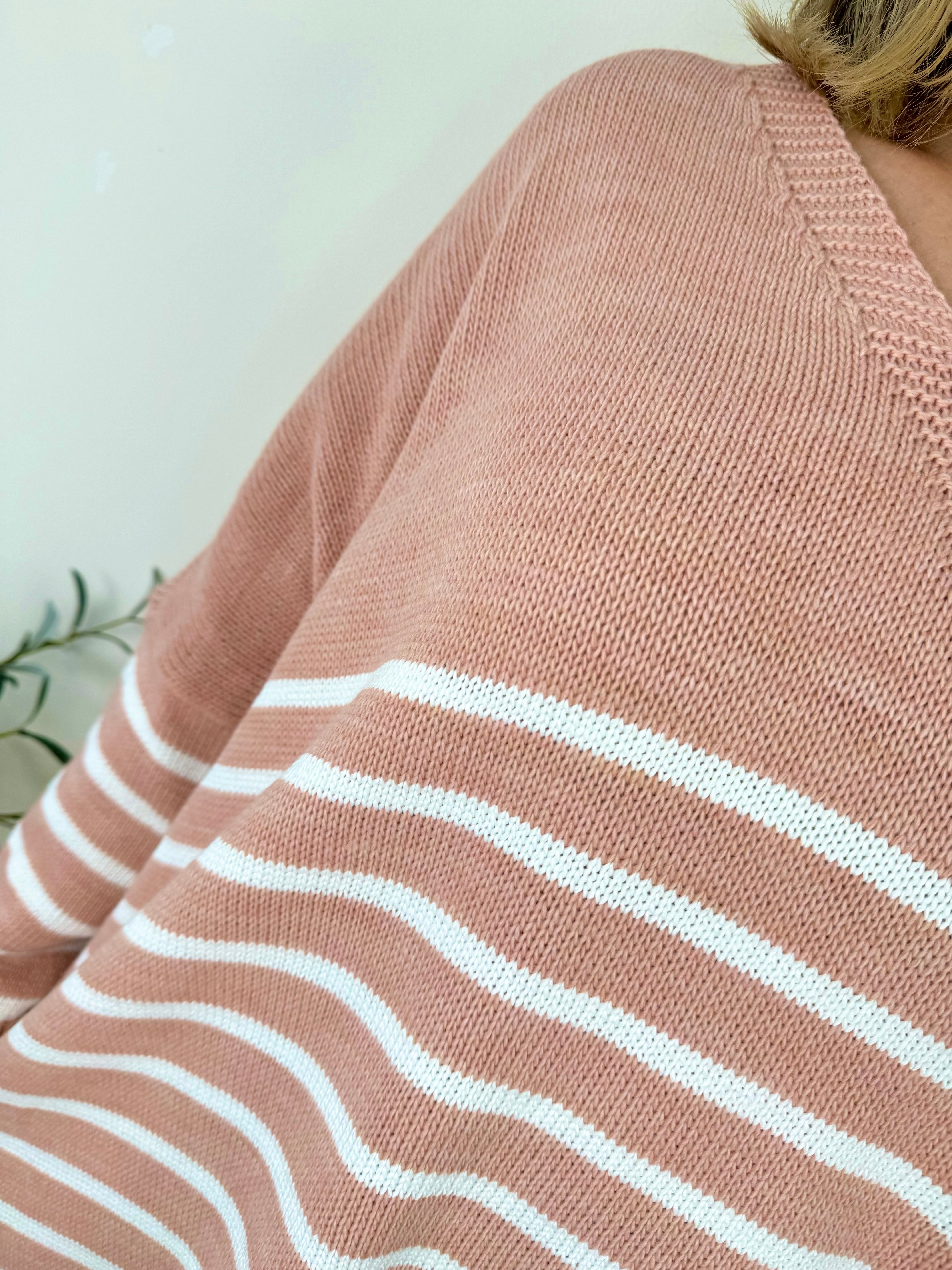 Striped Diana Cosy Knit Jumper AW24 - Petal Pink