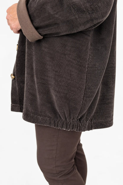 Chenille Double Pocket Charmaine Button Jacket - Chocolate