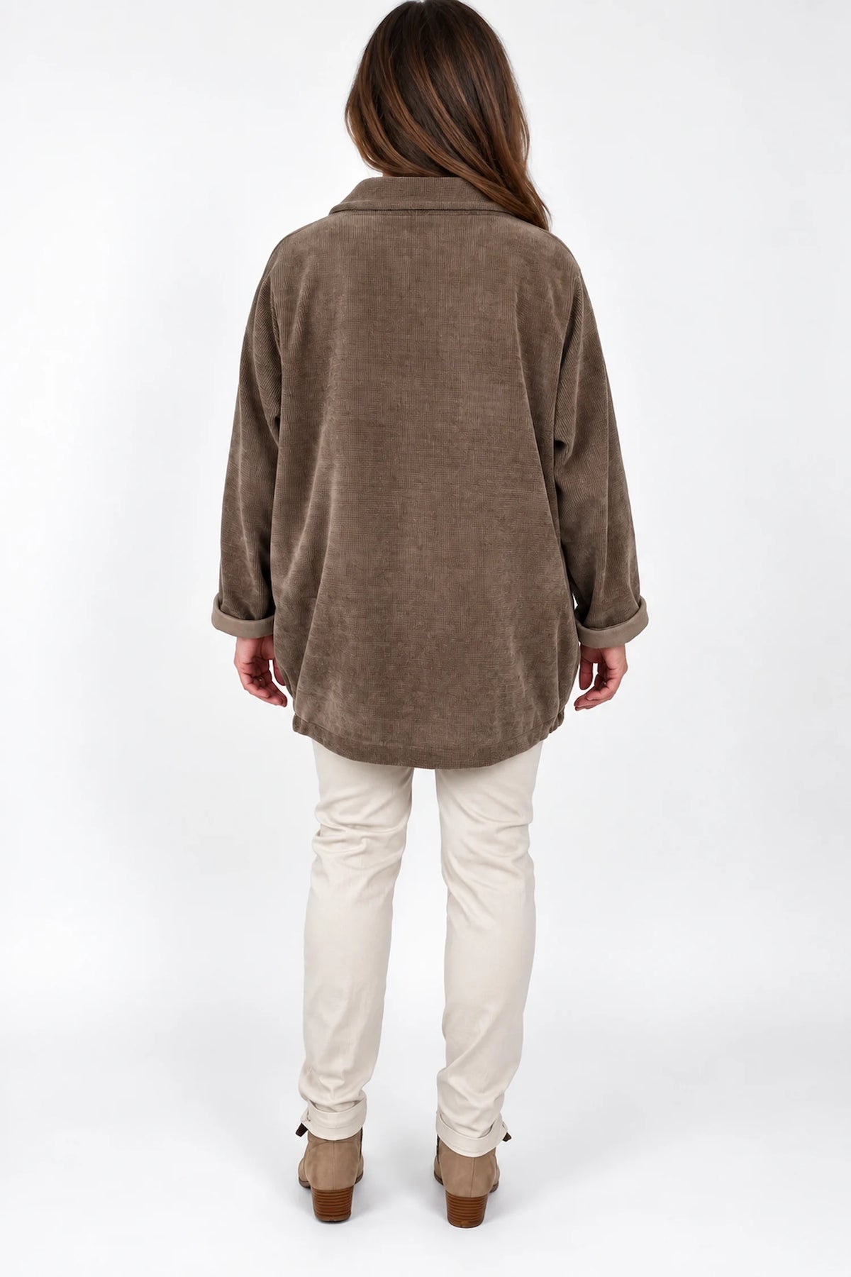 Chenille Double Pocket Charmaine Button Jacket - Mocha