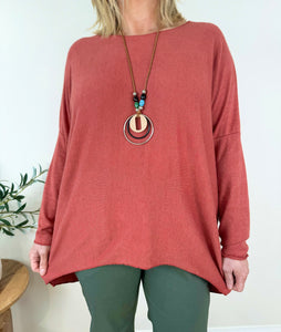 Wool Mix High Low Gigi Necklace Top AW24