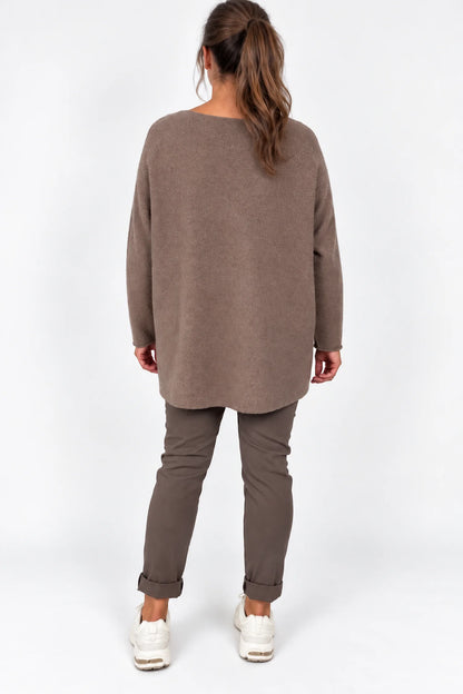Wool Mix Seam Sleeve Venice Jumper - Mocha