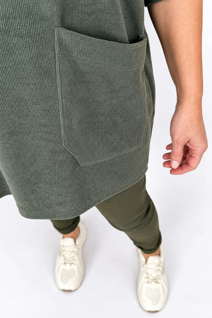 Zipped Hem Badge Detail Ciello Pocket Top - Khaki