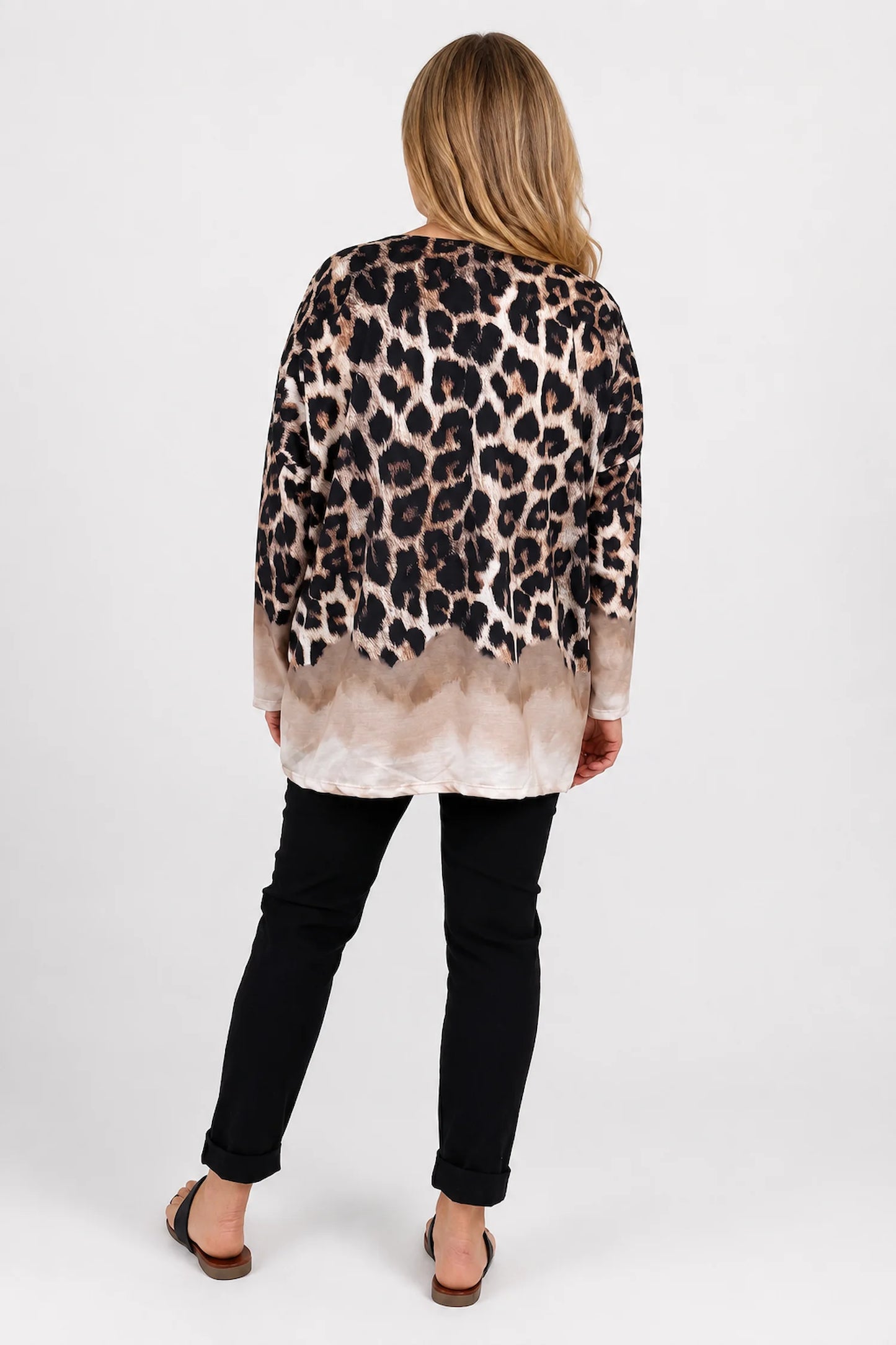 Cotton Leopard Sand Allegra Top - Beige