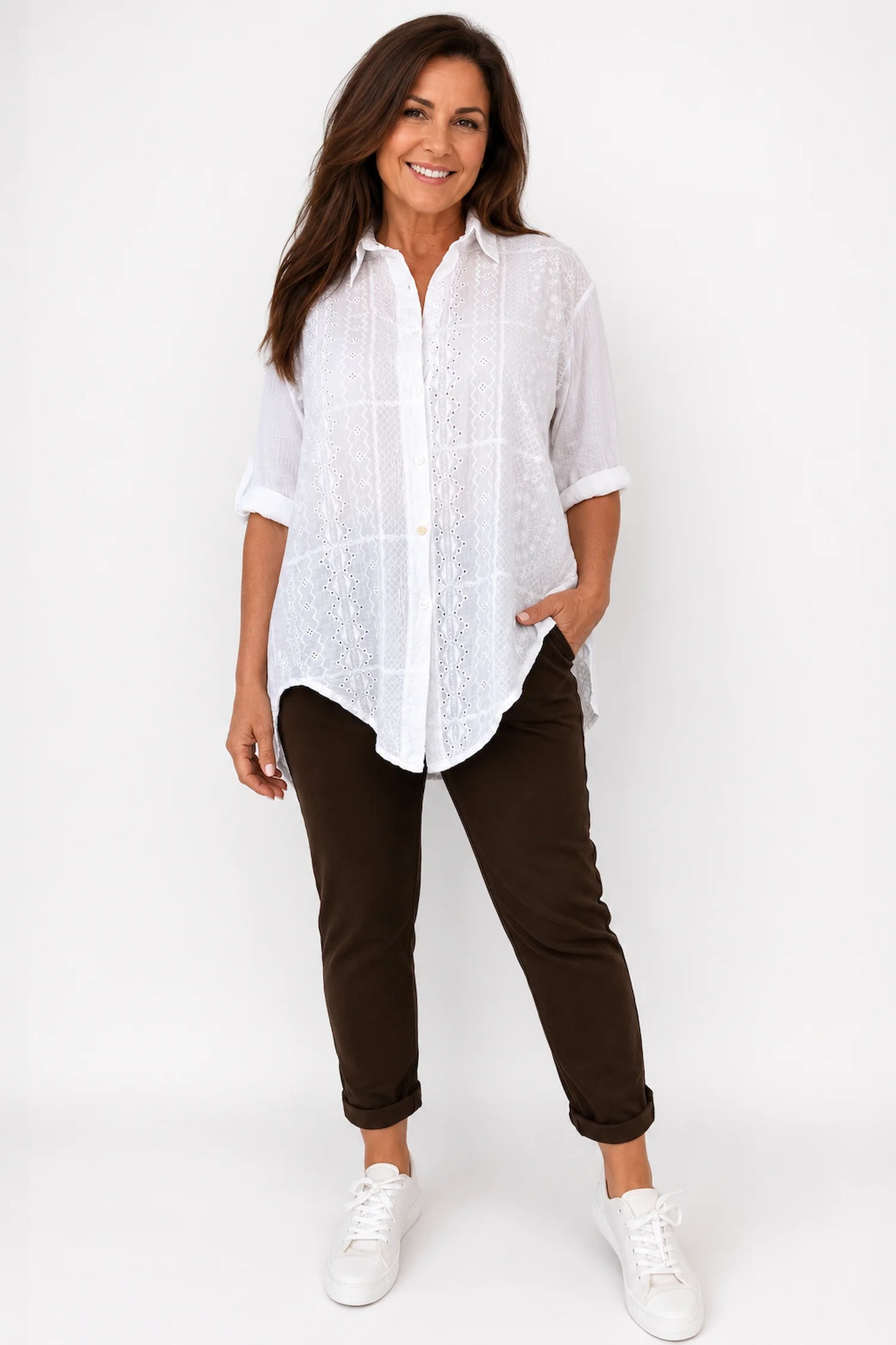 Cotton Elasticated Waist Drawstring Double Pocket Italia Joggers - Chocolate
