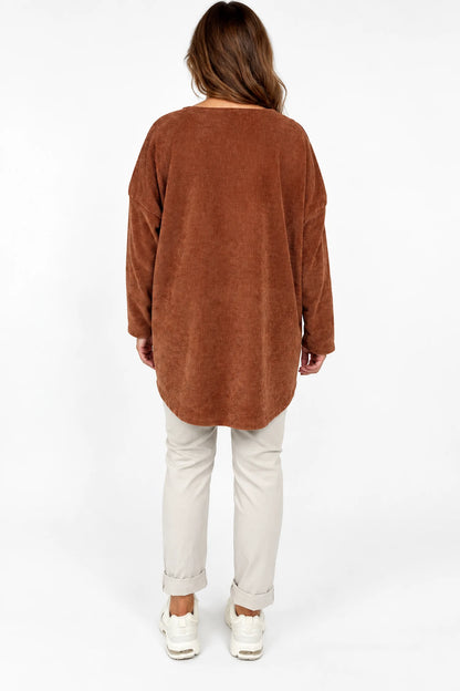 Ariana Chenille Necklace Top - Pumpkin Spice