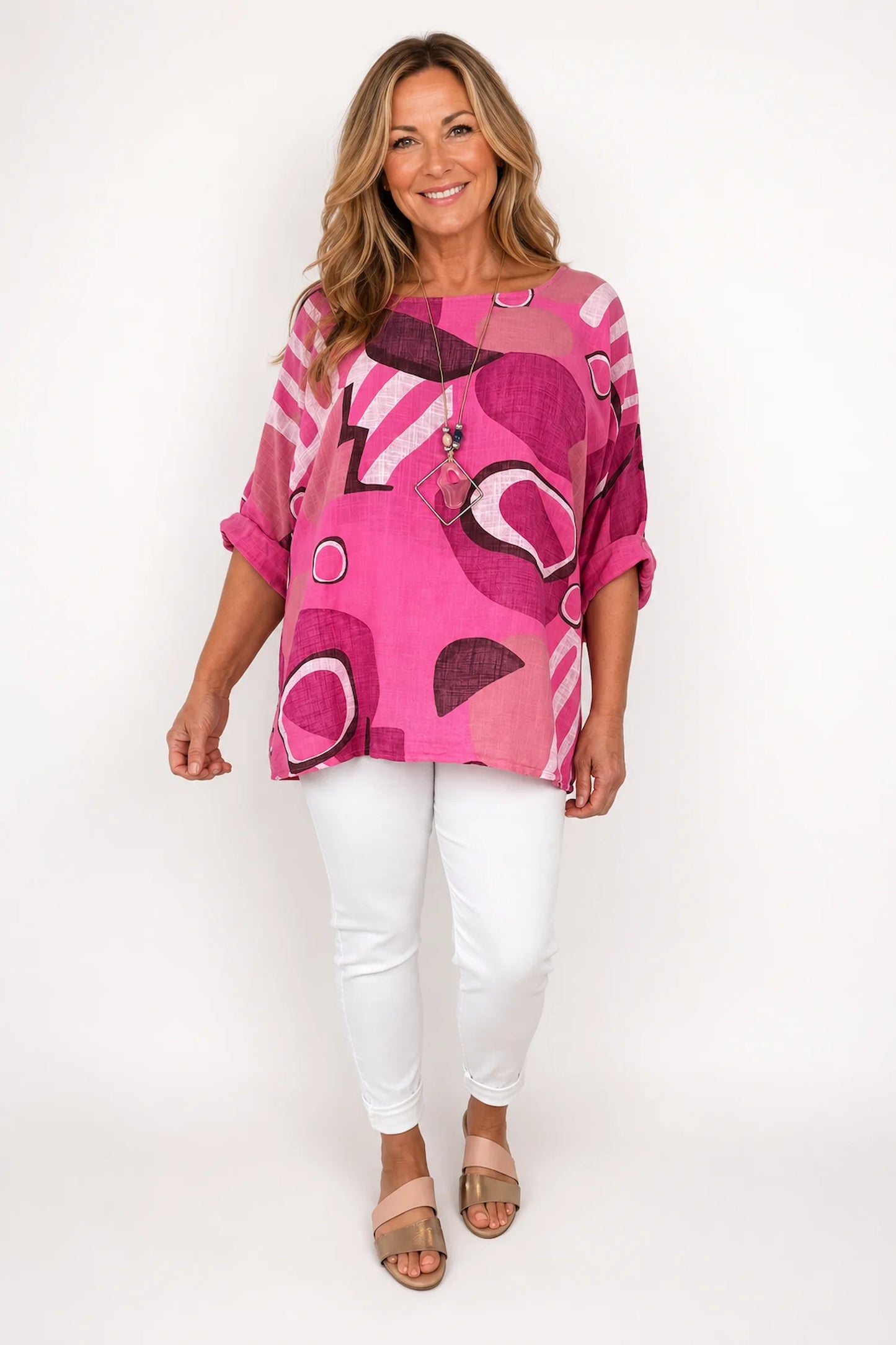 Pure Cotton Sabrina Necklace Top - Cerys Pink