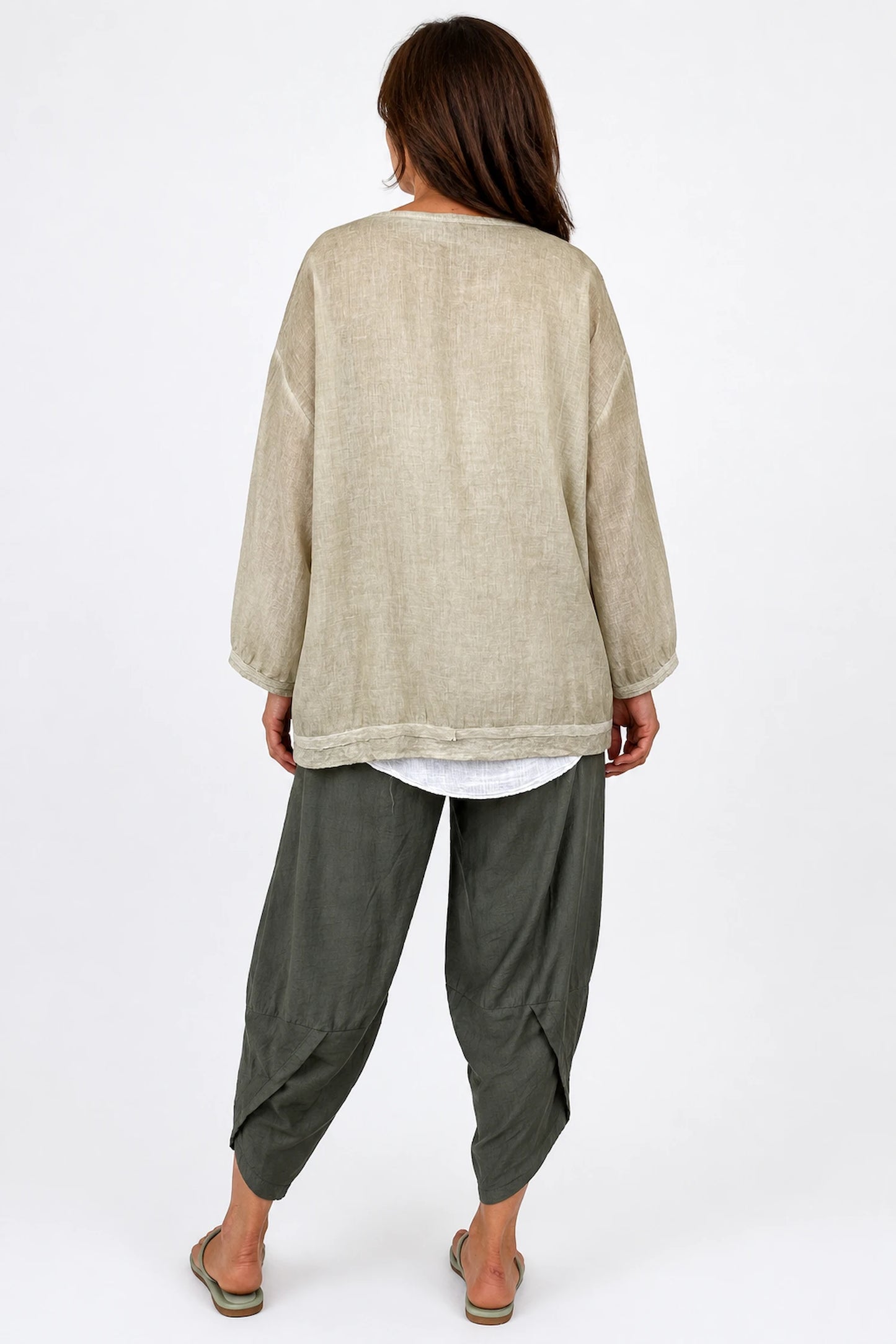 Pure Cotton Double Pocket Lara Button Jacket - Washed Stone