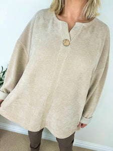 Chenille One Button Livvy Shirt AW24 - Beige