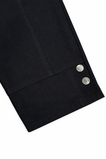 Cotton Double Zipped Pocket Cherry Berry Pants - Black