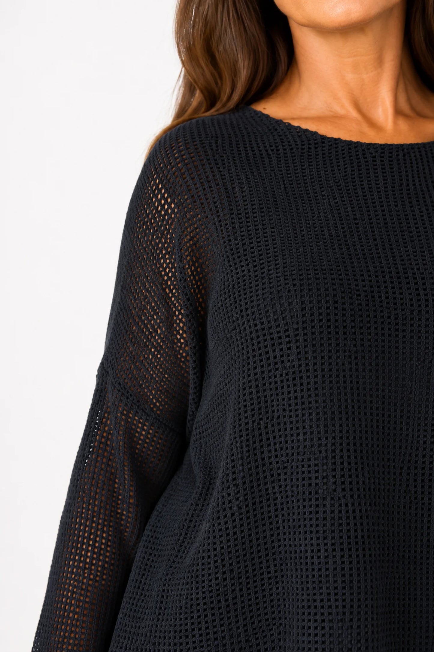 Pure Cotton Fully Lined Amy Mesh Top - Black