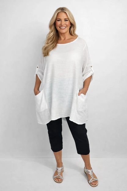 Cotton Double Zipped Pocket Cherry Berry Pants - Black