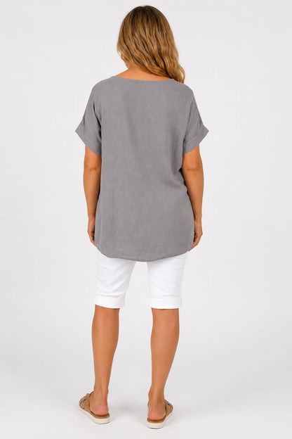 Pure Cotton Embroidered Flower Mesh Detail Capari Top - Mocha