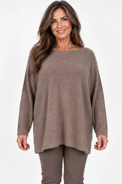 Wool Mix Seam Sleeve Venice Jumper - Mocha