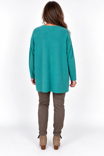 Wool Mix Seam Sleeve Venice Jumper - Teal